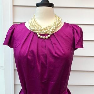 Ann Taylor satin flutter sleeve top, hot pink sz 8